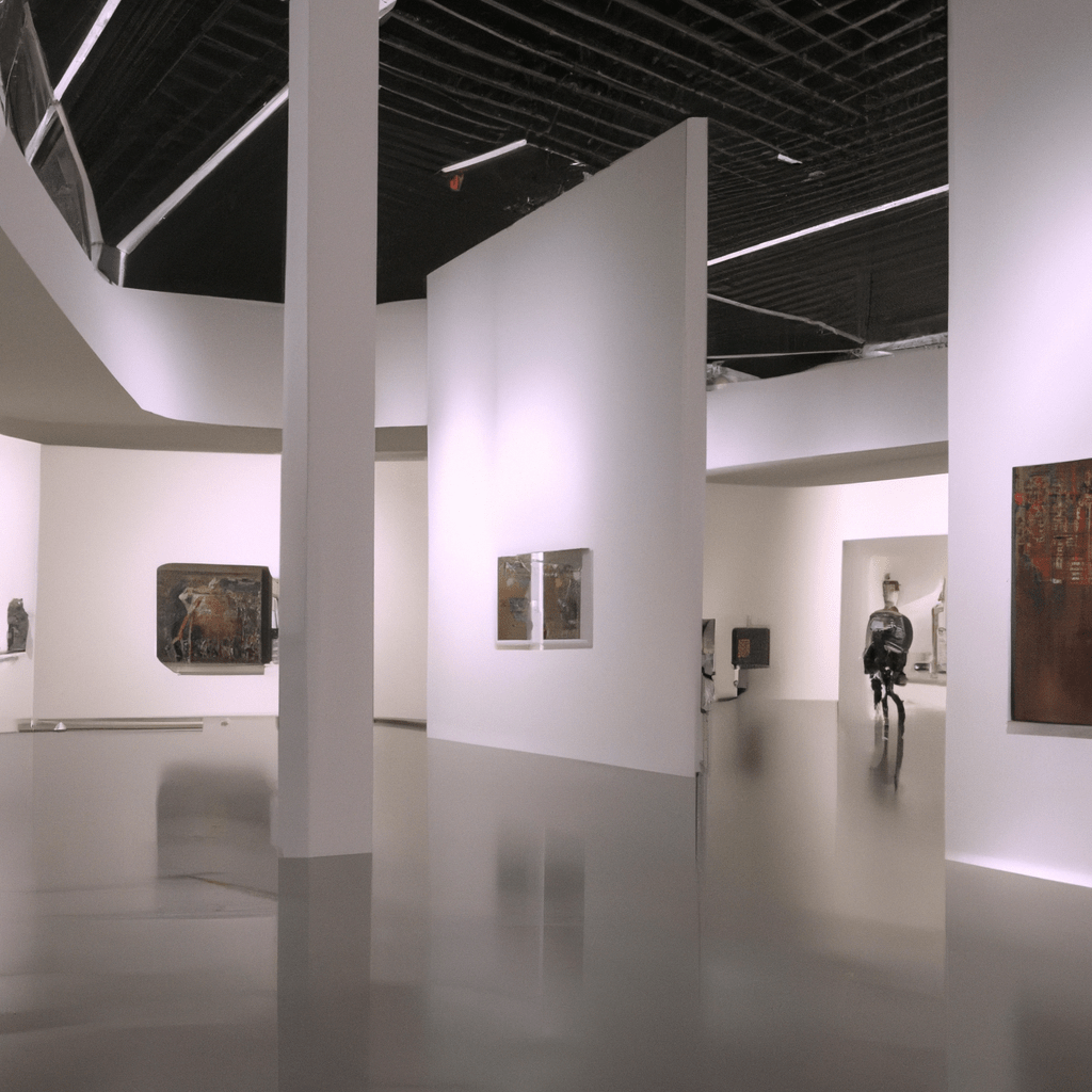 a modern museum with visitors inside