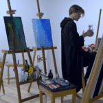 an artist when painting in their minimal and elegant studios