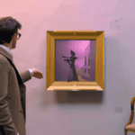 an artist propose their artwork to a gallerist in their art gallery