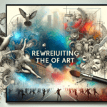 DALL·E 2023-11-07 01.00.17 – Design a 16_9 cover image for an article about emerging artists who are rewriting the rules of art. The image should feature a collage of various arti