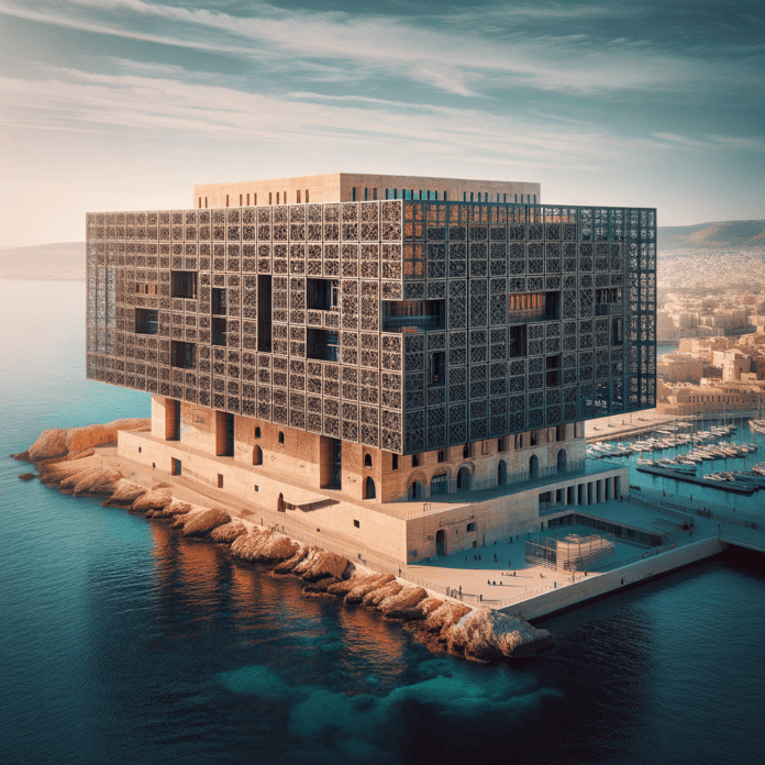 Una vista del Museo delle civiltà dell\'Europa e del Mediterraneo (Musée des civilisations de l\'Europe et de la Méditerranée, abbreviato MuCEM)