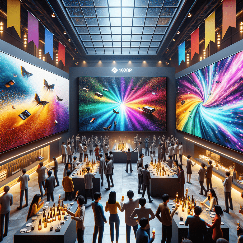 3 tele esposte in un museo con una festa di fine anno del 2023