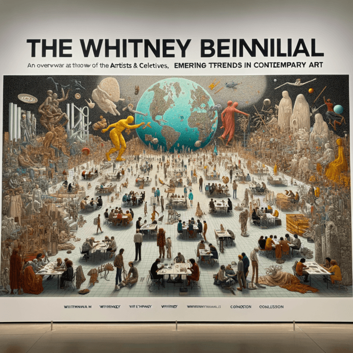 Il Whitney Biennial è uno degli eventi più attesi nel mondo dell'arte contemporanea. Quest'anno, l'evento vedrà la partecipazione di 71 artisti e collettivi, ognuno dei quali porterà un contributo unico e significativo. Questo articolo esplorerà i partecipanti di quest'anno, offrendo uno sguardo approfondito sulle loro opere e sulle tendenze emergenti nell'arte contemporanea. Un Panorama di Artisti e Collettivi Tendenze Emergenti nell'Arte Contemporanea Il Ruolo del Whitney Biennial nell'Arte Contemporanea Conclusione Il Whitney Biennial è uno degli eventi più attesi nel mondo dell'arte contemporanea. Quest'anno, l'evento vedrà la partecipazione di 71 artisti e collettivi, ognuno dei quali porterà un contributo unico e significativo. Questo articolo esplorerà i partecipanti di quest'anno, offrendo uno sguardo approfondito sulle loro opere e sulle tendenze emergenti nell'arte contemporanea. Un Panorama di Artisti e Collettivi Tendenze Emergenti nell'Arte Contemporanea Il Ruolo del Whitney Biennial nell'Arte Contemporanea Conclusione