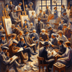 rappresenta André Salmon il critico d’arte, poeta e scrittore francese con gli amici artisti