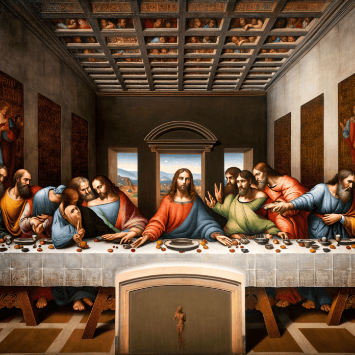 L'Ultima Cena di Leonardo non è solo un'opera d'arte di straordinaria bellezza, ma anche un documento storico e culturale che riflette il contesto religioso e sociale del suo tempo. La composizione dell'opera, con le figure degli apostoli raggruppate in gruppi di tre e l'uso della prospettiva per dirigere lo sguardo verso la figura di Gesù, è stata oggetto di ammirazione e studio per secoli. L'Ultima Cena di Leonardo non è solo un'opera d'arte di straordinaria bellezza, ma anche un documento storico e culturale che riflette il contesto religioso e sociale del suo tempo. La composizione dell'opera, con le figure degli apostoli raggruppate in gruppi di tre e l'uso della prospettiva per dirigere lo sguardo verso la figura di Gesù, è stata oggetto di ammirazione e studio per secoli.