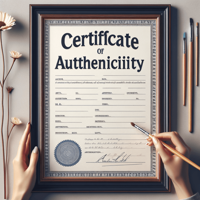 Il Certificato di Autenticità serve a garantire l'autenticità di un'opera d'arte, attestando la sua origine e il suo valore. In questo articolo, esploreremo come si crea un Certificato di Autenticità per le opere d'arte, quali informazioni dovrebbe contenere e perché è così importante. Il Certificato di Autenticità serve a garantire l'autenticità di un'opera d'arte, attestando la sua origine e il suo valore. In questo articolo, esploreremo come si crea un Certificato di Autenticità per le opere d'arte, quali informazioni dovrebbe contenere e perché è così importante.