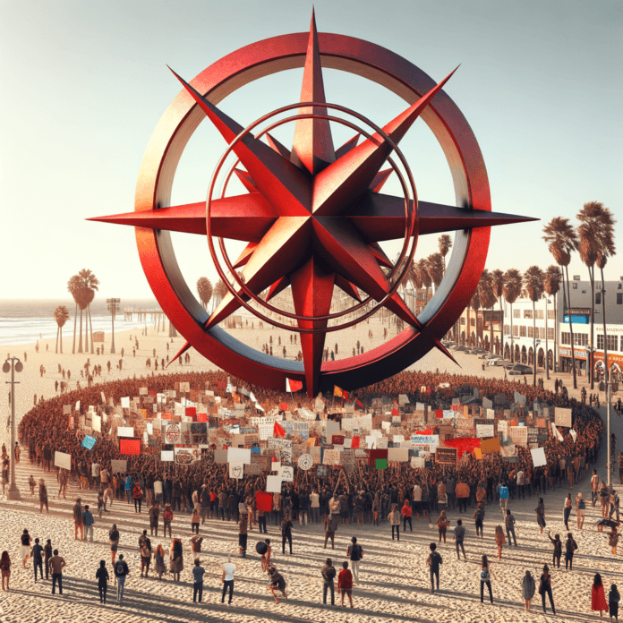 La famosa scultura di Mark di Suvero a forma di compasso, un punto di riferimento di Venice Beach, è ufficialmente destinata alla rimozione. Questa decisione ha suscitato un'ondata di proteste da parte degli amanti dell'arte e dei residenti locali, che vedono l'opera come un simbolo iconico della zona. La famosa scultura di Mark di Suvero a forma di compasso, un punto di riferimento di Venice Beach, è ufficialmente destinata alla rimozione. Questa decisione ha suscitato un'ondata di proteste da parte degli amanti dell'arte e dei residenti locali, che vedono l'opera come un simbolo iconico della zona.