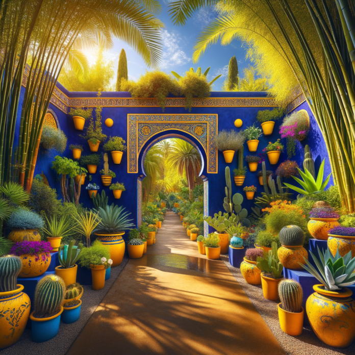 Visitare il Jardin Majorelle significa immergersi in un mondo di colori vivaci e piante esotiche. Il blu intenso delle mura, noto come 
