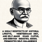 Gandhi, , è stato noto per il suo stile di vita semplice, la sua dieta vegetariana e la sua autoprodotto abbigliamento di khadi, che simboleggiava il rifiuto dei prodotti industriali britannici e promuoveva l’autosufficienza indiana.