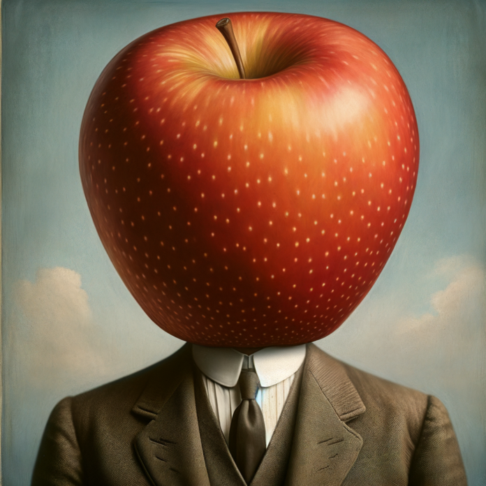 La mela è un motivo ricorrente nelle opere di Magritte, In molte delle sue tele, la mela assume proporzioni gigantesche, coprendo interamente il volto di figure umane, come in 