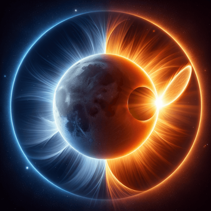 L'eclissi solare si verifica quando la Luna si interpone tra la Terra e il Sole, oscurando totalmente o parzialmente la luce solare. Questo fenomeno può essere totale, parziale o anulare, a seconda della posizione relativa dei tre corpi celesti. L'eclissi solare si verifica quando la Luna si interpone tra la Terra e il Sole, oscurando totalmente o parzialmente la luce solare. Questo fenomeno può essere totale, parziale o anulare, a seconda della posizione relativa dei tre corpi celesti.