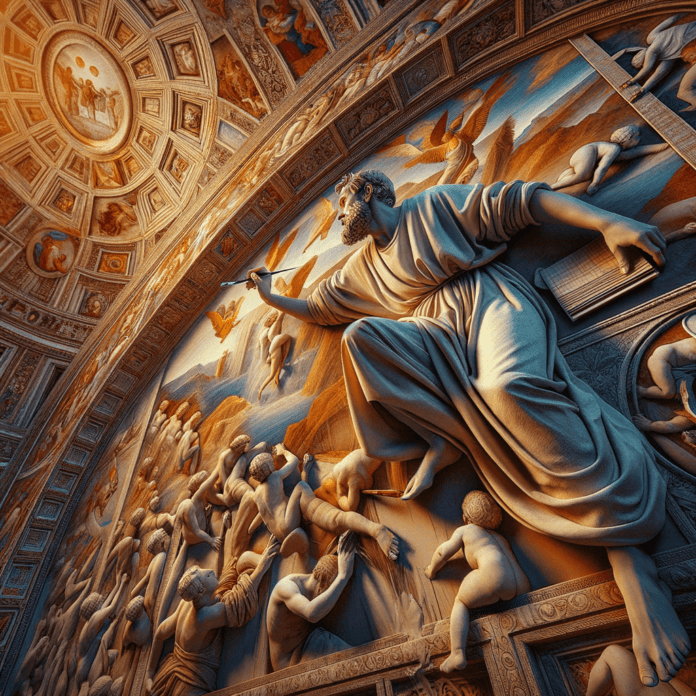 Fresco: Monumentalità e Durabilità. Approfondisci la tecnica del fresco, che ha permesso a Michelangelo di realizzare gli affreschi della Cappella Sistina, esplorando la sua complessità e la maestria richiesta per lavorare su intonaco fresco. Fresco: Monumentalità e Durabilità. Approfondisci la tecnica del fresco, che ha permesso a Michelangelo di realizzare gli affreschi della Cappella Sistina, esplorando la sua complessità e la maestria richiesta per lavorare su intonaco fresco.