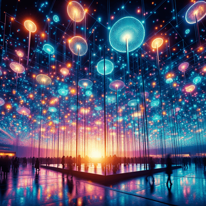 Danza delle Luci: Installazioni Luminose Che Trasformano la Notte. Esamina come le installazioni di luce abbiano rivoluzionato l'arte pubblica, trasformando spazi urbani in spettacoli notturni. Danza delle Luci: Installazioni Luminose Che Trasformano la Notte. Esamina come le installazioni di luce abbiano rivoluzionato l'arte pubblica, trasformando spazi urbani in spettacoli notturni.