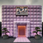 The Flat by Macan installation. The structure has a rectang
