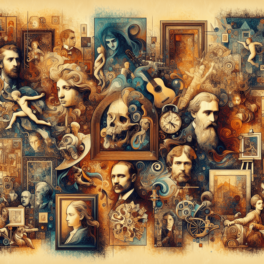 An impactful representation depicting the 10 most controversial and censored paintings in history. As these art pieces stirred debates, display a mix of compositions that could be read as provocative or scandalous. Ensure that the works portrayed cover different time periods and artistic movements, capturing the varying forms of controversies. Utilize historical and classical styles of pre-1912 artists for these compositions. No specific paintings or artists should be identifiable in the image, rather present a collection that generally conveys the theme of controversy in art.