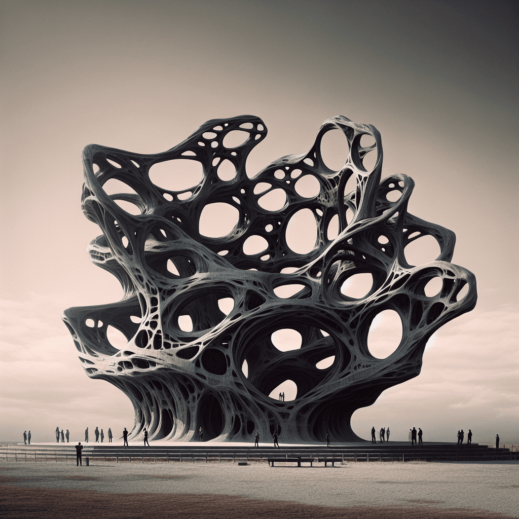 Display an array of ten massive, visually impactful sculptures, each unique in their design and placement. These sculptures defy the constraints of time and space with their grandeur and artistic intricacy. They should seem to be resilient against the elements, symbolizing the longevity of art and its power to exist beyond its creation date. Their placements are unconventional and unexpected, reflecting the boundless nature of creativity and imagination. Such is their size and theme that they elicit a sense of awe and fascination, becoming timeless landmarks in the landscape.