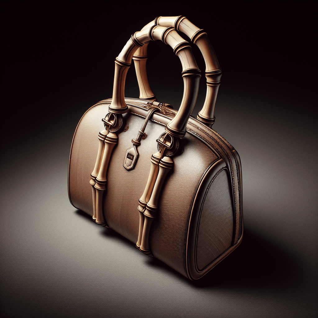 An exquisite luxury handbag from an iconic designer collection. The main feature of this product is its unique handle, which is designed to mimic the natural bends and curves of a bamboo stalk. The bag's body has a structured shape and is made of high-quality material in a timeless color. It exudes elegance and sophistication, making it a desirable piece for any fashion enthusiast. The brand of the handbag is not shown, but its exquisite detailing and craftsmanship hint at its high-end origin.