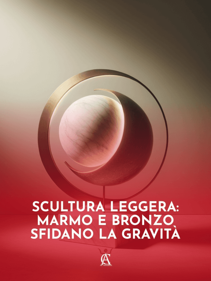 Scultura-Leggera-Marmo-e-Bronzo-Sfidano-la-Gravita