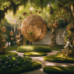 Create a realistic, high-quality photographic image inspired by the title: “Inhotim Brasile: Arte e