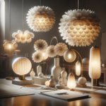 Create a realistic, high-quality photographic image inspired by the title: “Sculture luminose e lamp