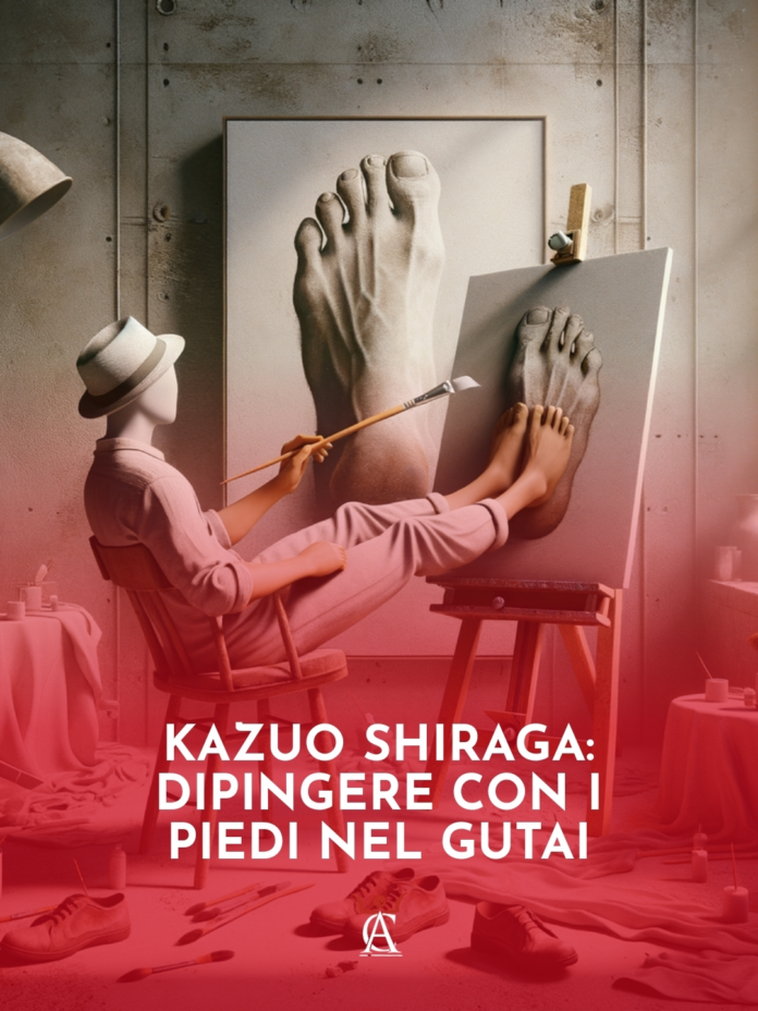 Kazuo-Shiraga-dipingere-con-i-piedi-nel-Gutai